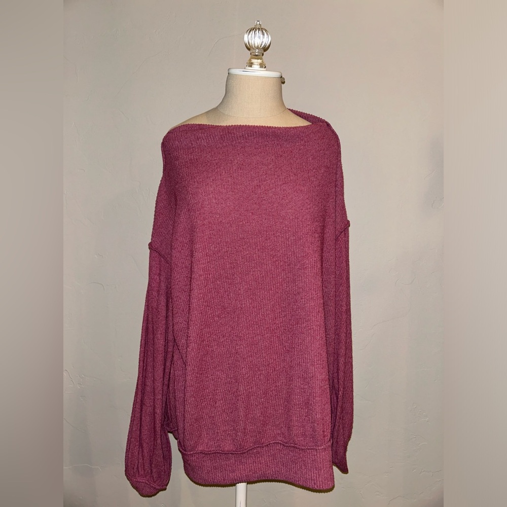 We The Free Free People Hacci Sweater Top in Wine